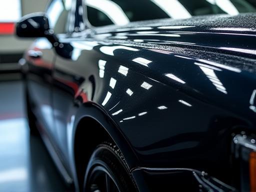Pristine black luxury sedan exterior after detailing service at Auto Nettoyage Express